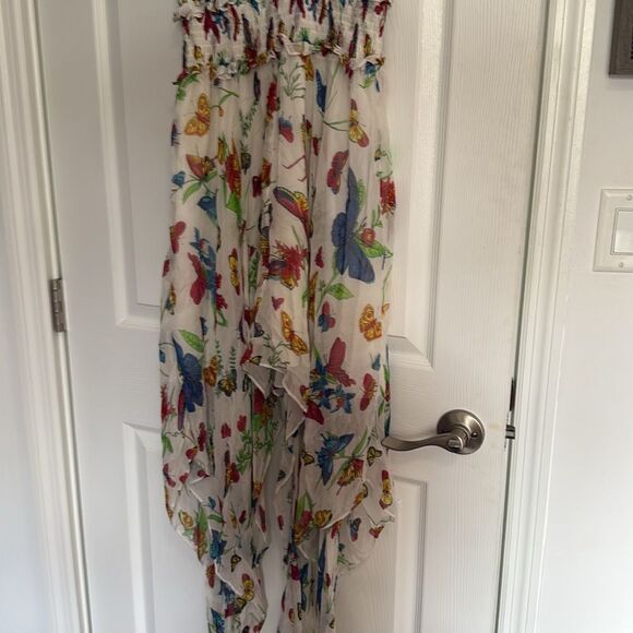 The Kooples Colorful Floral Butterfly Chiffon Dress Size 2 - NWOT - White Maxi - Picture 3 of 8